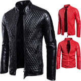 Men's Long Sleeve Zipper Cardigan Sheep Skin Leather Jacket Leather Coat