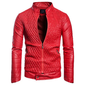Men's Long Sleeve Zipper Cardigan Sheep Skin Leather Jacket Leather Coat