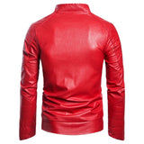 Men's Long Sleeve Zipper Cardigan Sheep Skin Leather Jacket Leather Coat