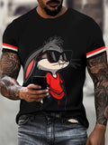 Unisex Cool Rabbit Print 3D Digital Print T-Shirt, Summer Fashion Casual Breathable