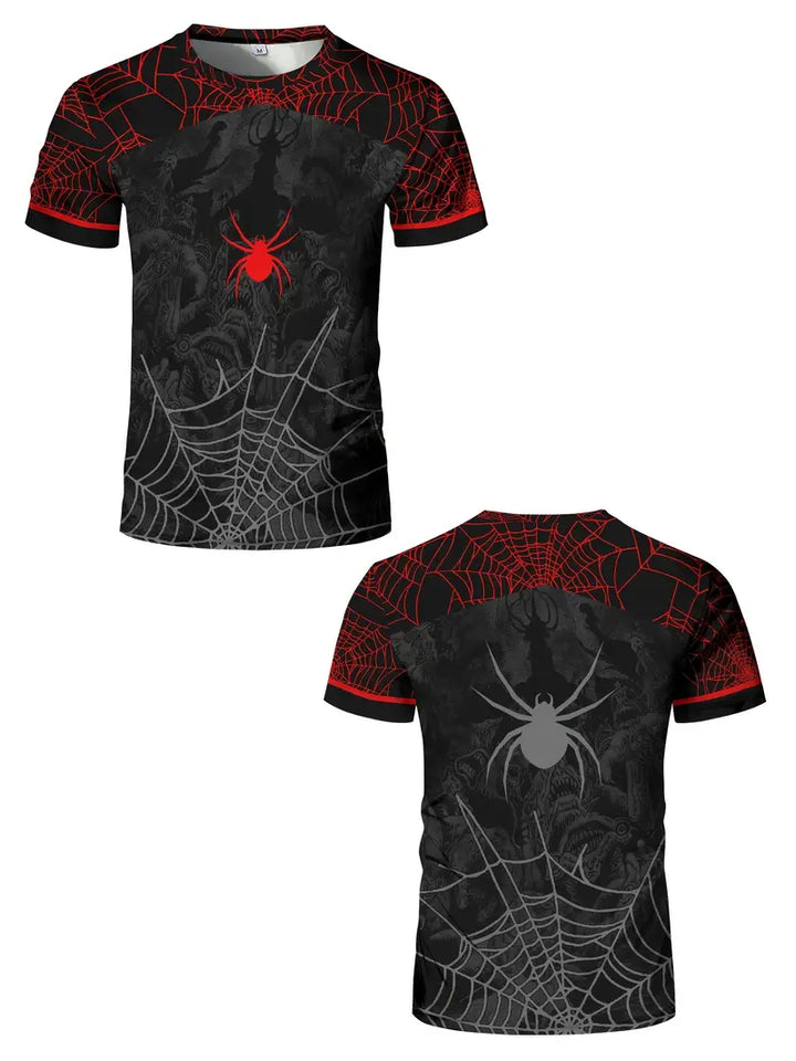 Spider Sports Short Sleeve T-Shirt Muscle Fitness High Elastic Training Quick Dry Fitness Clothes - 3D Sublimation