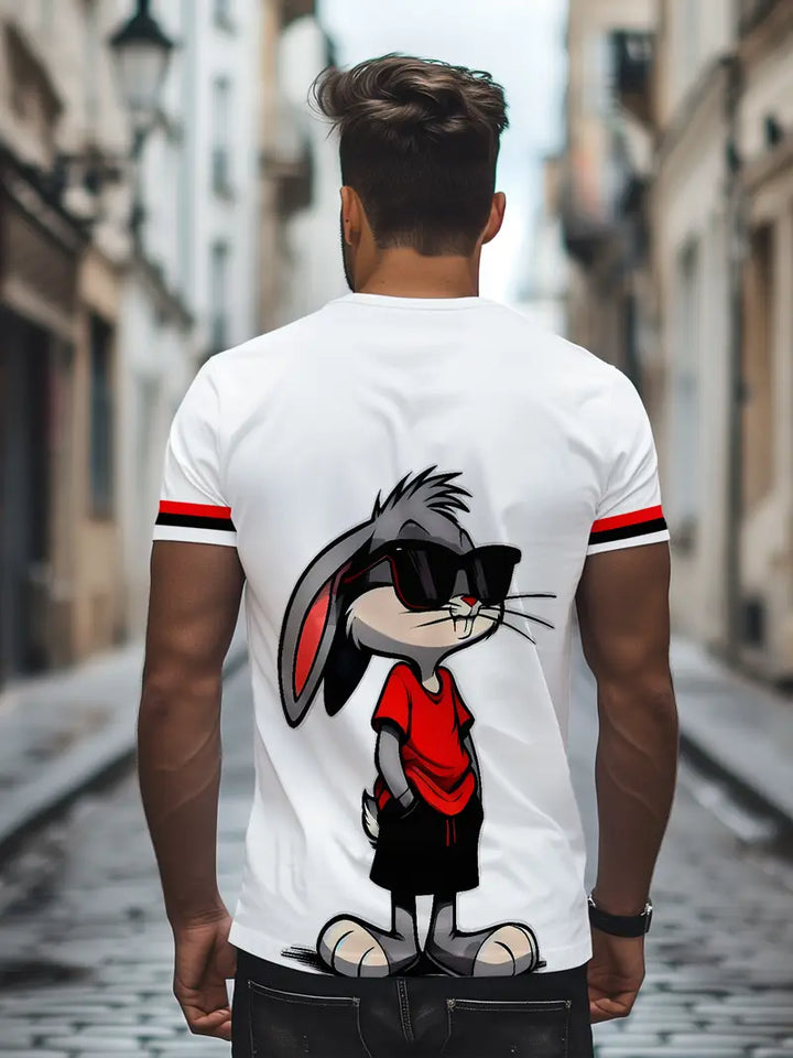 Unisex Cool Rabbit Print 3D Digital Print T-Shirt, Summer Fashion Casual Breathable