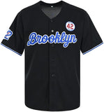 Men's Black Legend 42 Button Down Jersey 90s Hip Hop Baseball Jersey