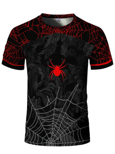 Spider Sports Short Sleeve T-Shirt Muscle Fitness High Elastic Training Quick Dry Fitness Clothes - 3D Sublimation