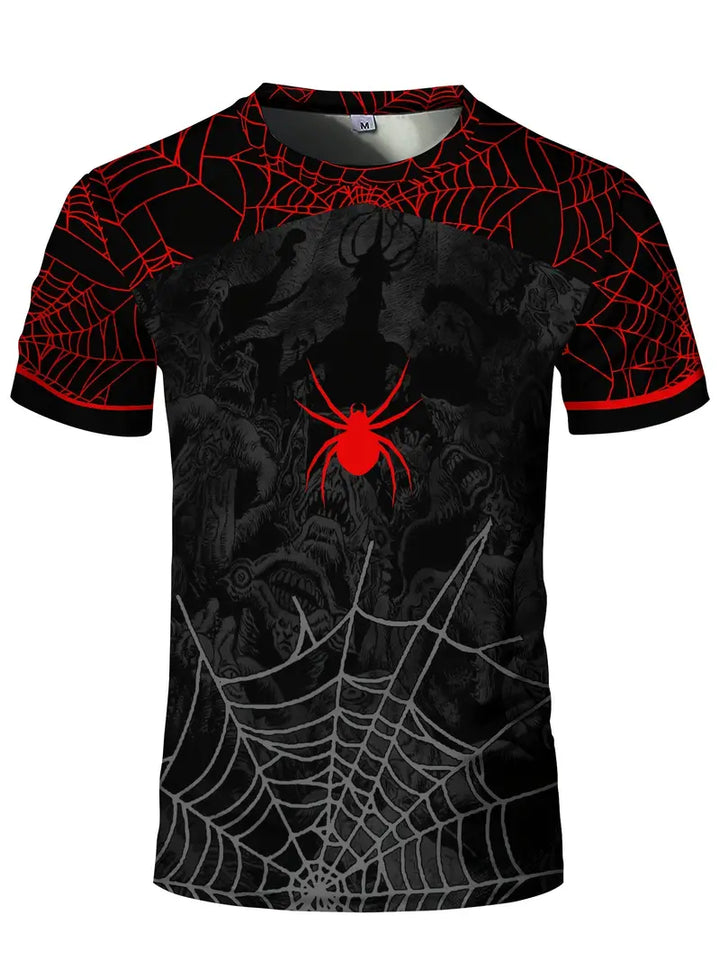 Spider Sports Short Sleeve T-Shirt Muscle Fitness High Elastic Training Quick Dry Fitness Clothes - 3D Sublimation