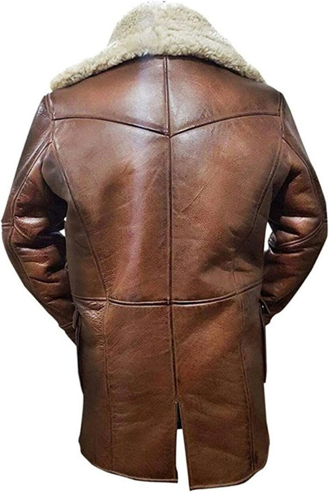 Men's Leather Jacket,Quilted,Racing,Cafe Racer Jacket||Sheepskin Brown Fur Bomber Leather Jacket