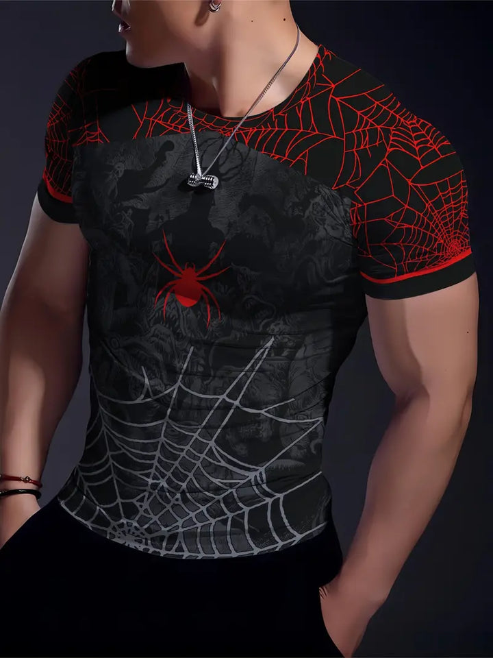 Spider Sports Short Sleeve T-Shirt Muscle Fitness High Elastic Training Quick Dry Fitness Clothes - 3D Sublimation