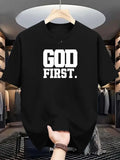 Unisex Casual "GOD FIRST" Graphic Short Sleeve T-Shirt