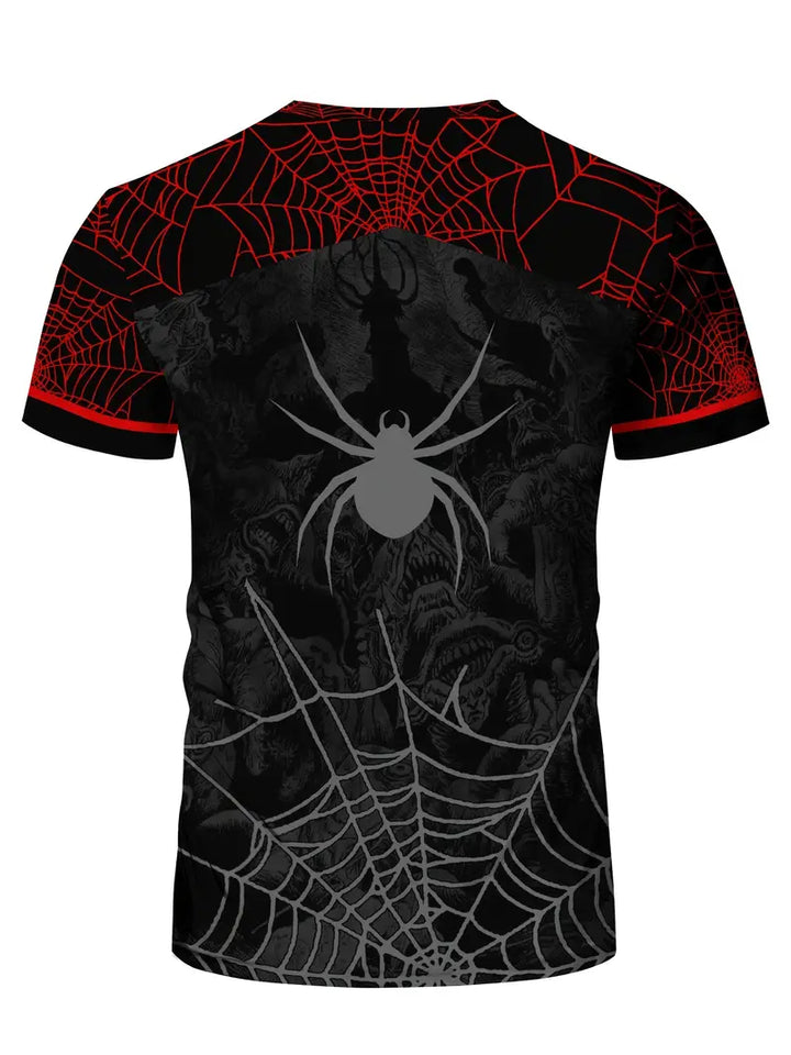Spider Sports Short Sleeve T-Shirt Muscle Fitness High Elastic Training Quick Dry Fitness Clothes - 3D Sublimation