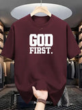 Unisex Casual "GOD FIRST" Graphic Short Sleeve T-Shirt