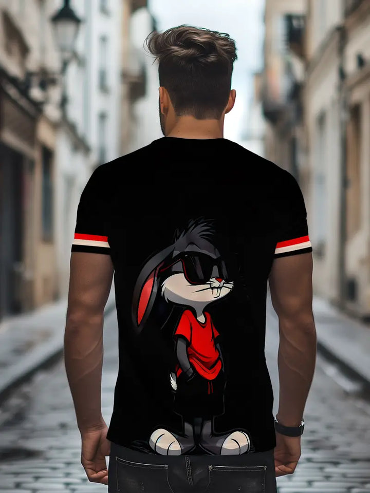 Unisex Cool Rabbit Print 3D Digital Print T-Shirt, Summer Fashion Casual Breathable