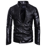 Men's Long Sleeve Zipper Cardigan Sheep Skin Leather Jacket Leather Coat