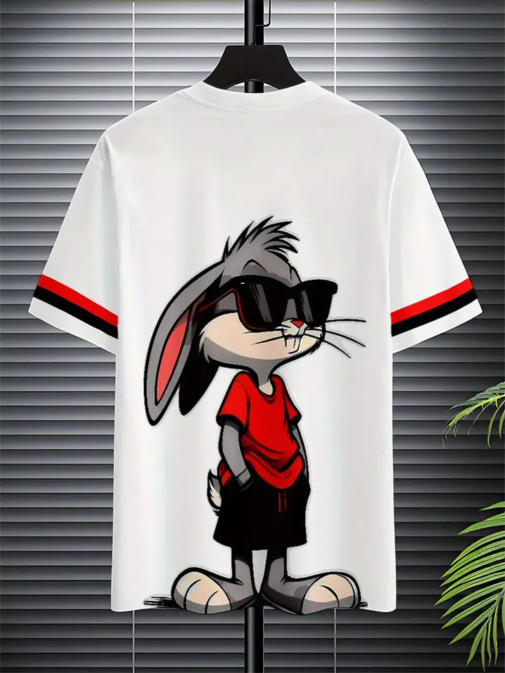 Unisex Cool Rabbit Print 3D Digital Print T-Shirt, Summer Fashion Casual Breathable