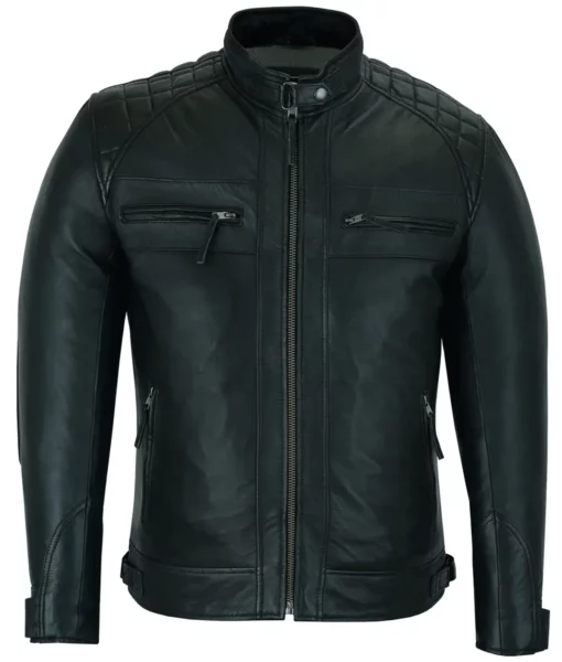Men's Casual Signature Diamond Lambskin Leather Jacket