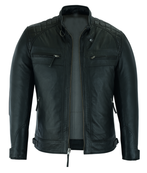 Men's Casual Signature Diamond Lambskin Leather Jacket