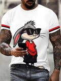 Unisex Cool Rabbit Print 3D Digital Print T-Shirt, Summer Fashion Casual Breathable