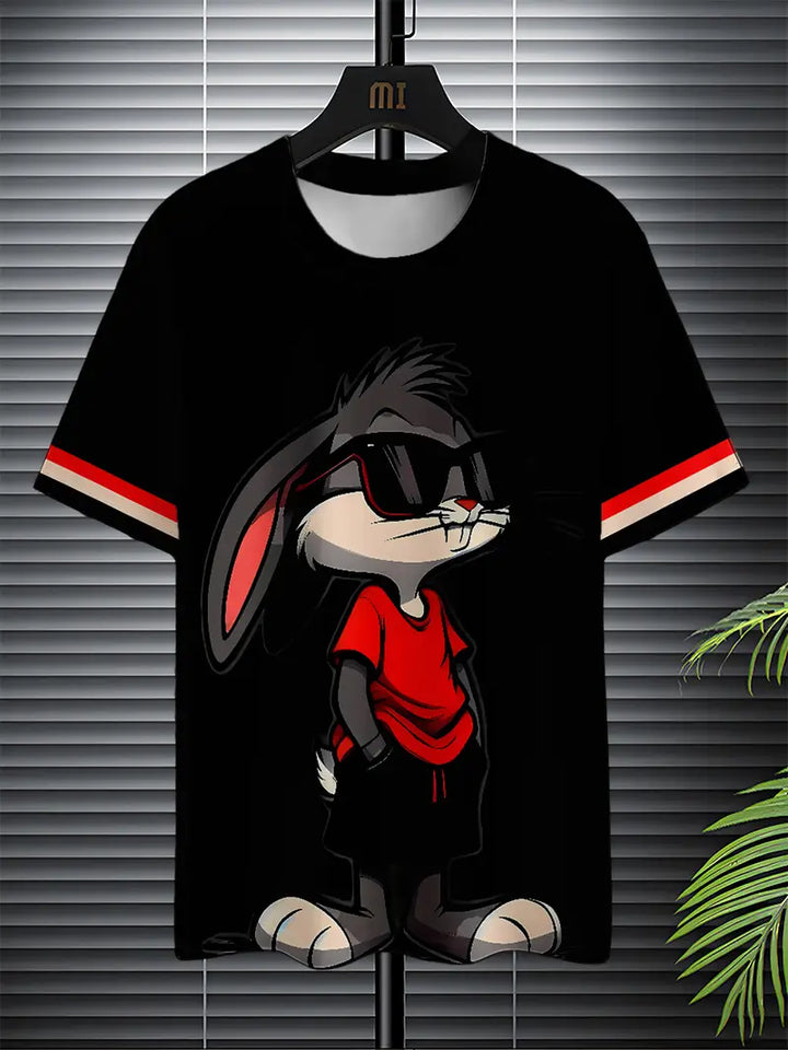 Unisex Cool Rabbit Print 3D Digital Print T-Shirt, Summer Fashion Casual Breathable