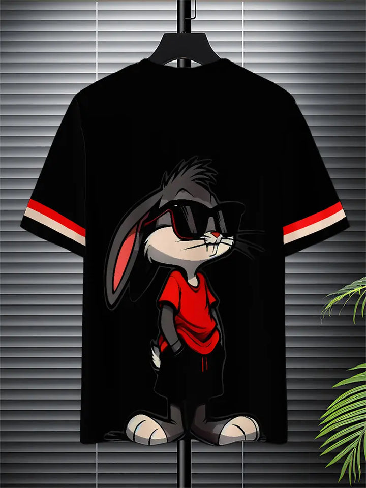 Unisex Cool Rabbit Print 3D Digital Print T-Shirt, Summer Fashion Casual Breathable