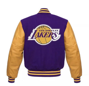 Los Angeles Lakers Base ball Varsity Jacket with Leather Sleeves