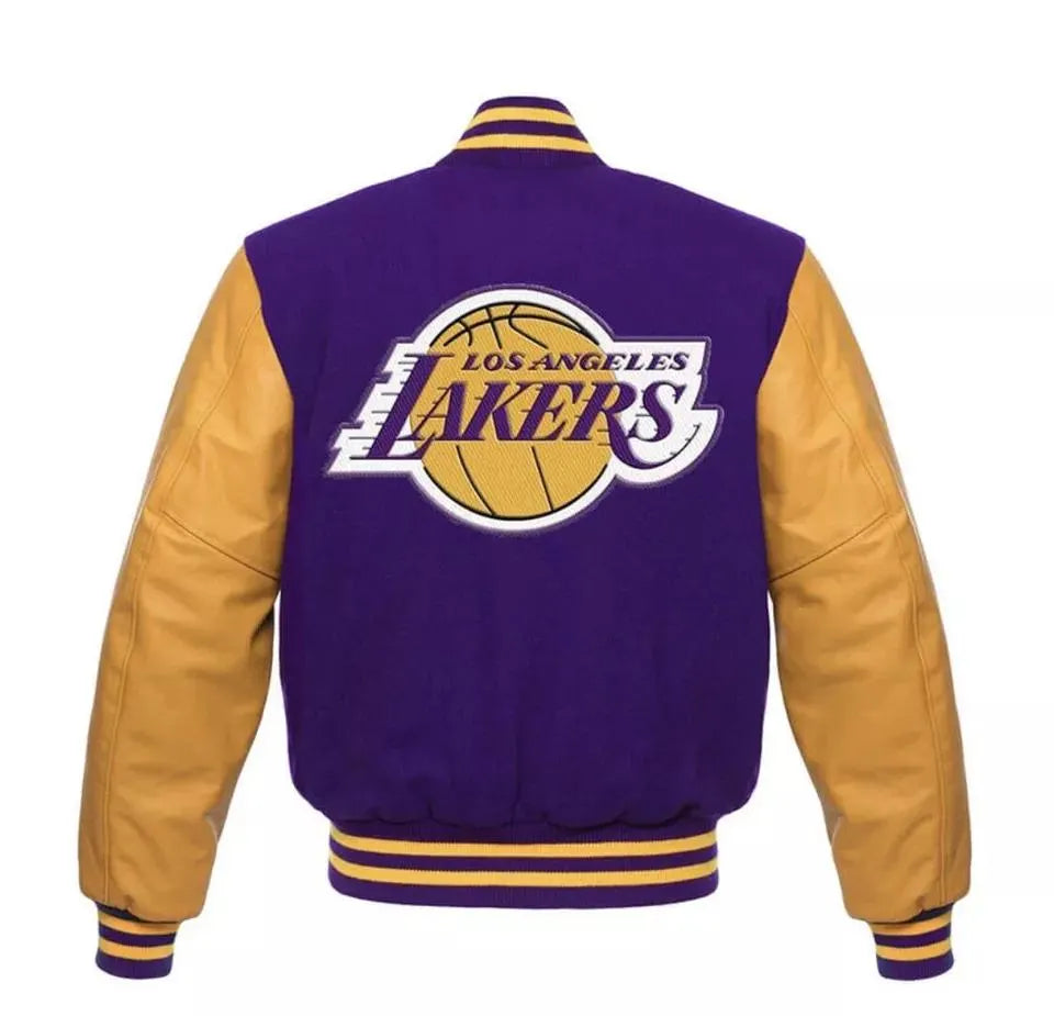 Los Angeles Lakers Base ball Varsity Jacket with Leather Sleeves
