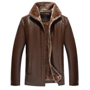 Men's Leather Jacket With Fur