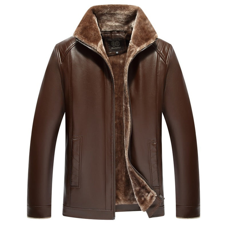 Men's Leather Jacket With Fur