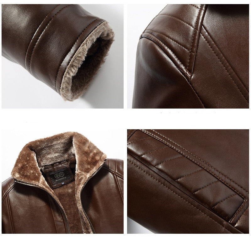 Men's Leather Jacket With Fur