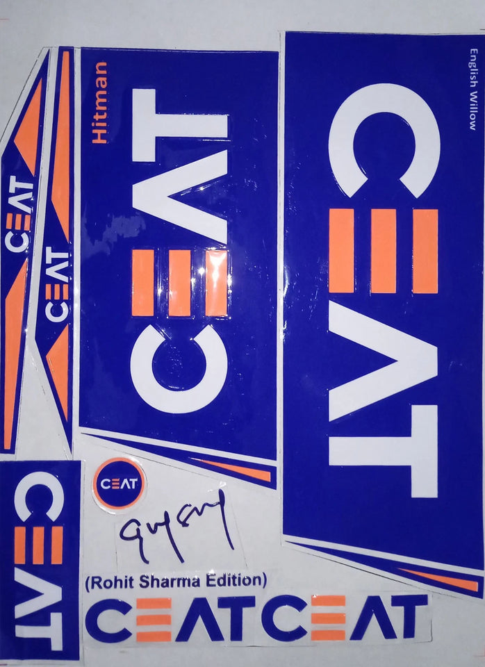 3D/EMBOSSED CEAT EDITION BLUE CRICKET BAT STICKER